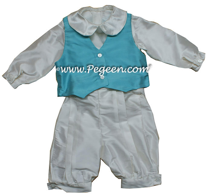Style 267 Boys Ring Bearer Suit in Antique White and Bahama Breeze