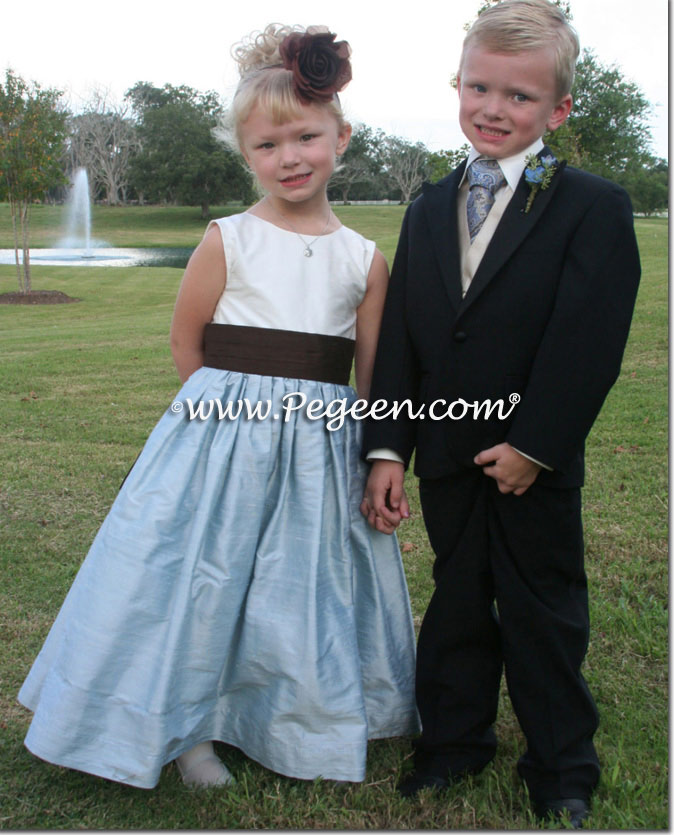 Jim Hjelm Matching FLOWER GIRL DRESSES in Caribbean Blue by Pegeen