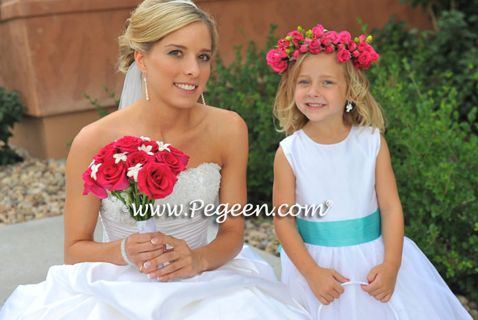 Tiffany Blue and White Flower Girl Dresses by Pegeen.com