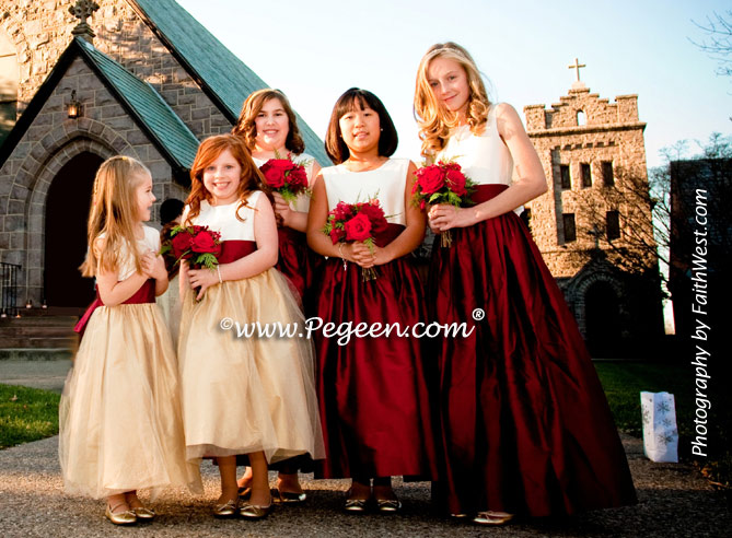 Red & Gold Flower Girl Dresses of the Year by Pegeen.com