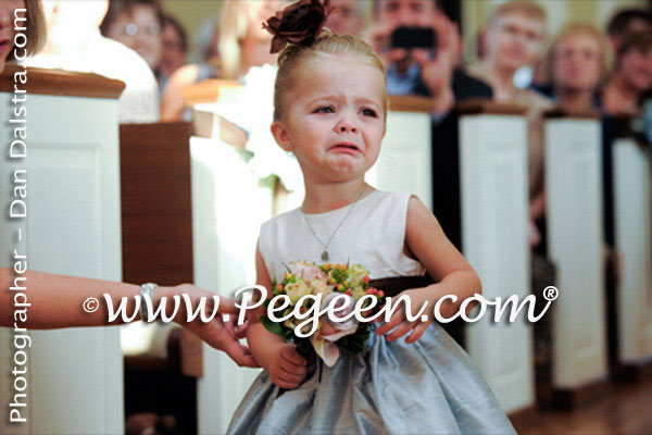Flower Girl Dresses of the Month in Semi-Sweet Brown and Caribbean Blue