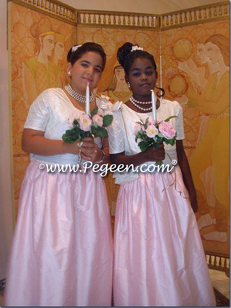 Pink and Blue Jr Bridesmaids Dresses
