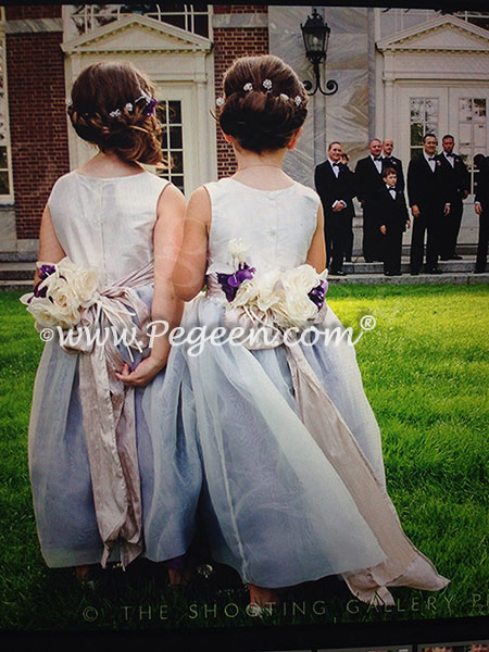 Iris and Toffee Silk Flower Girl Dresses Style 359 