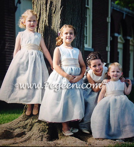 Iris and Toffee Silk Flower Girl Dresses Style 359