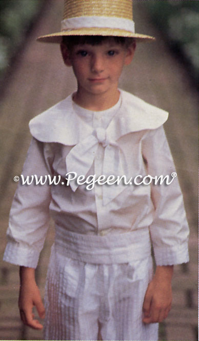 Boy's French Styled Pageboy Suit in silk seersucker