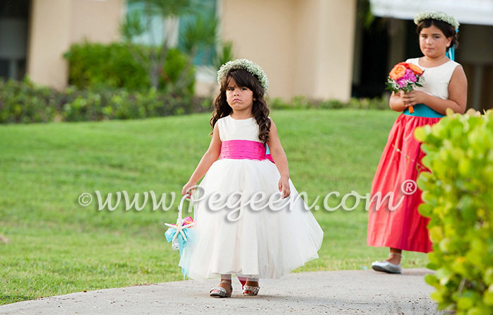 Tropical themed flower girl dresses