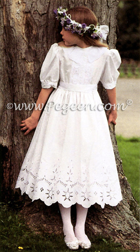 From Pegeen Classics - Girls Flower Girl Dresses with battenburg cut out lace