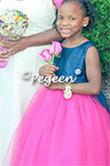 Navy and hot pink flower girl dress