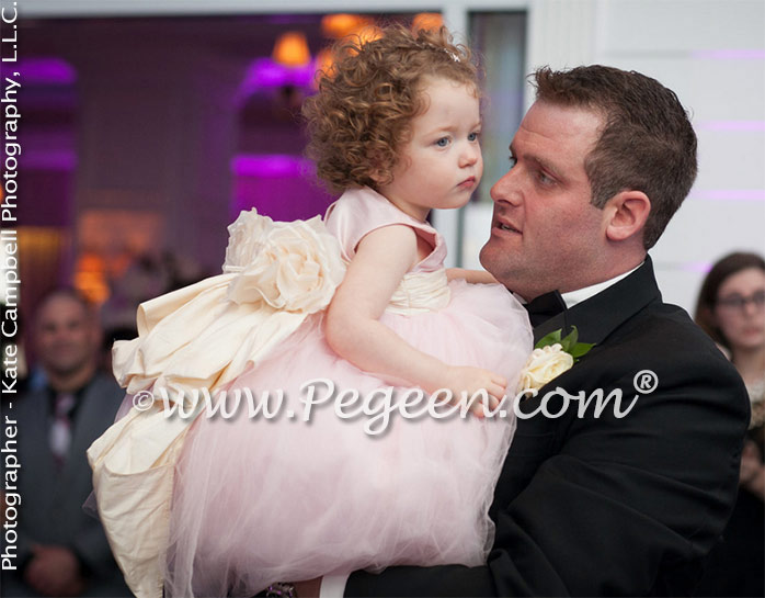 Pink Tulle Flower Girl Dress with Pegeen Signature Bustle