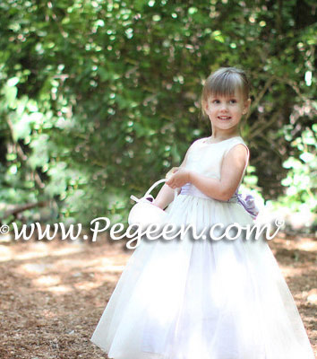 Lilac and new ivory tulle silk flower girl dresses - Pegeen Classic Style 356