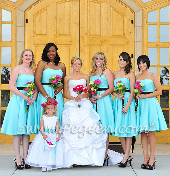 TIFFANY BLUE ORGANZA AND SILK FLOWER GIRL DRESSES - PEGEEN STYLE 394