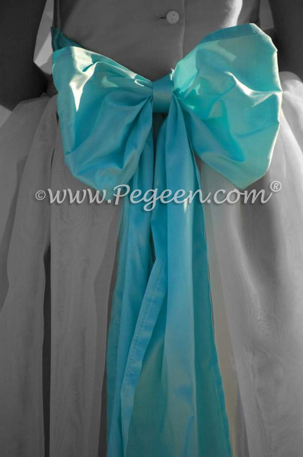 Pegeen Style 326 FLOWER GIRL DRESSES in new ivory and tiffany blue