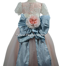 Pink and Blue Tulle Flower Girl Dress with Signature Bustle 