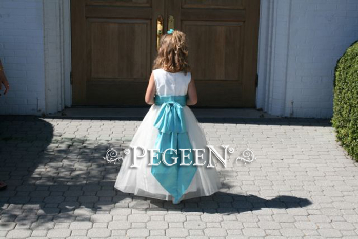 New Ivory and tiffany flower girl dress