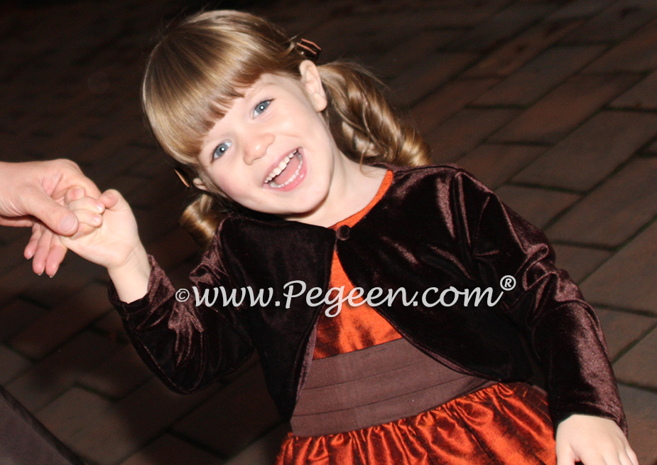Mountain Fall Copper and chocolate silk flower girl dresses