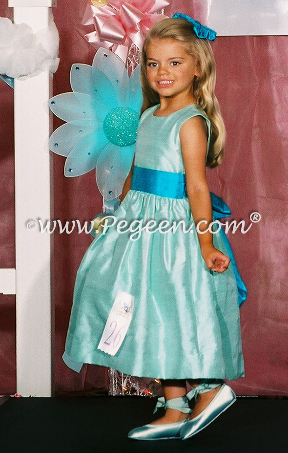 Aqualine and jewel pagent flower girl dresses