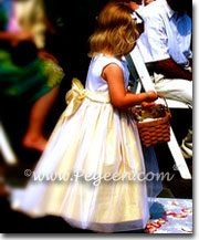 Sunflower yellow and ivory Antique White flower girl dresses
