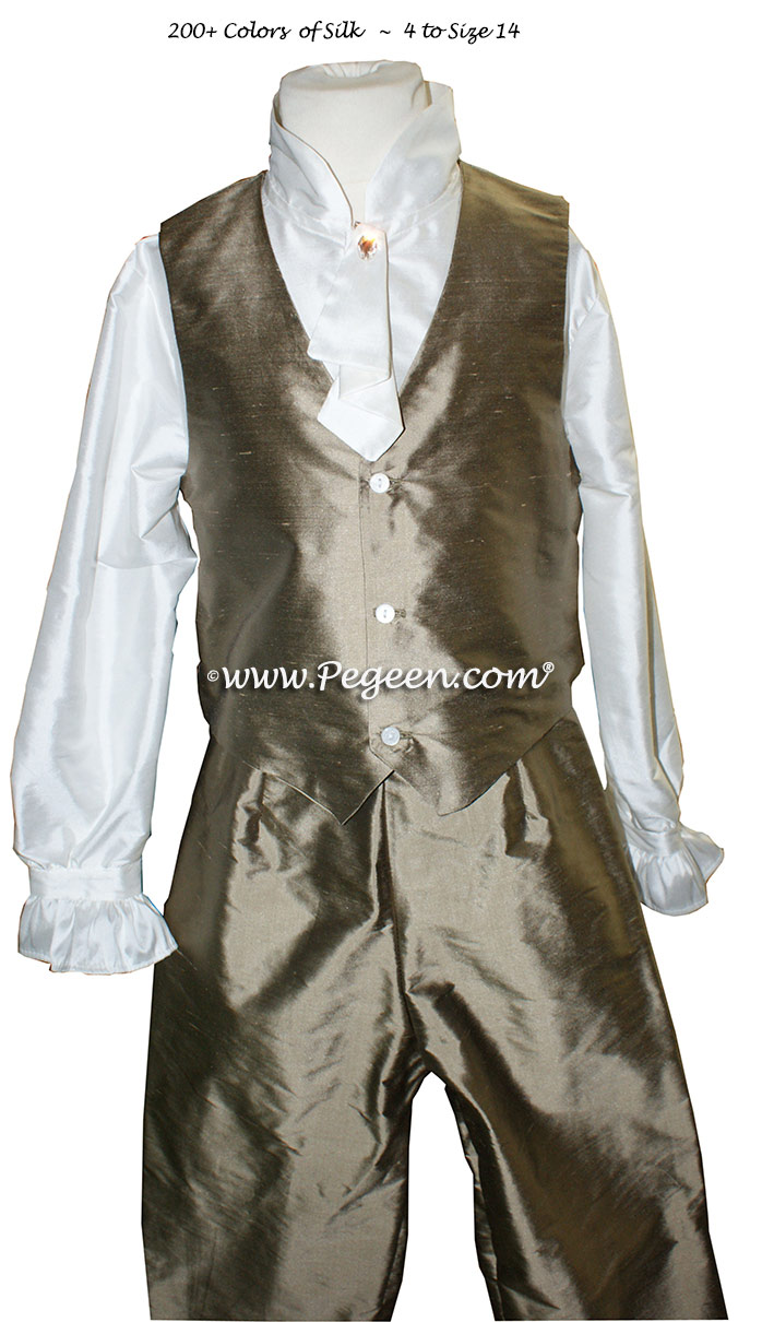 Ring Bearer Suit in Antique Gold with shirt, pants and jabot Style 592 Boys | Pegeen