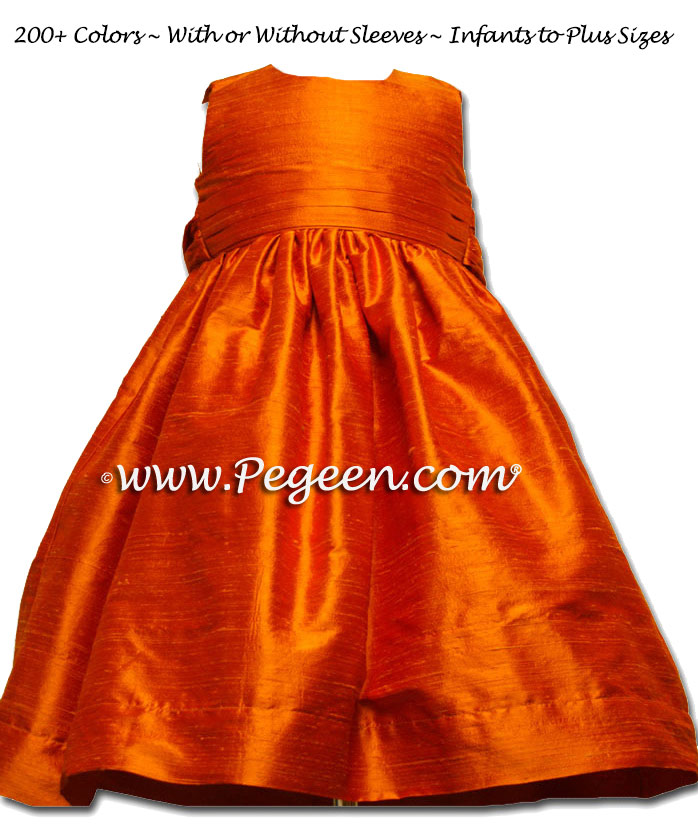 Squash (orange) and squash flower girl dresses