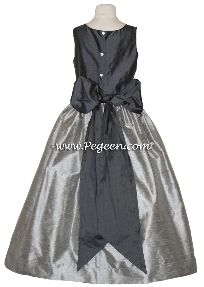 Morning Gray and Charcoal Gray flower girl dresses Style 388 - Pegeen