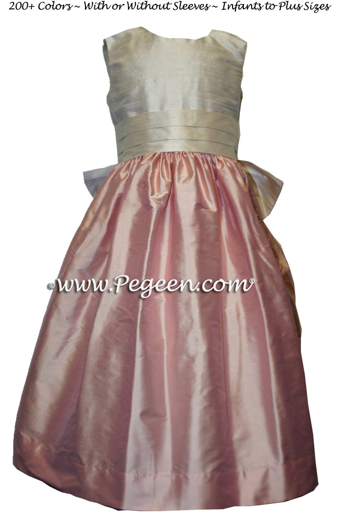 BLUSH PINK AND RUM PINK PINK Silk flower girl dresses