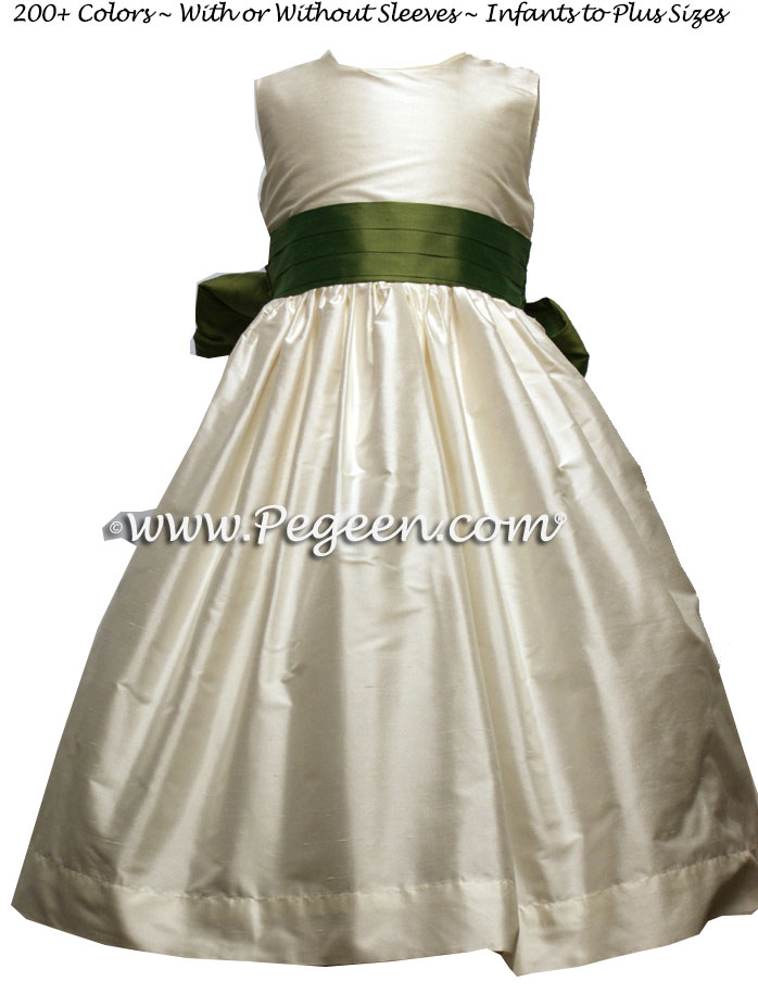 olive green flower girl dress