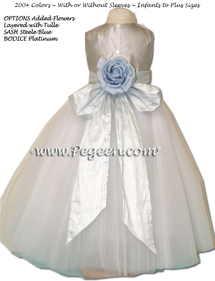 ice blue flower girl dress