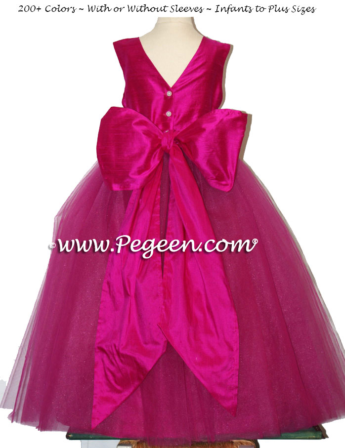 Custom Flower Girl Dresses Boing (Hot Pink) Silk and Tulle | Pegeen