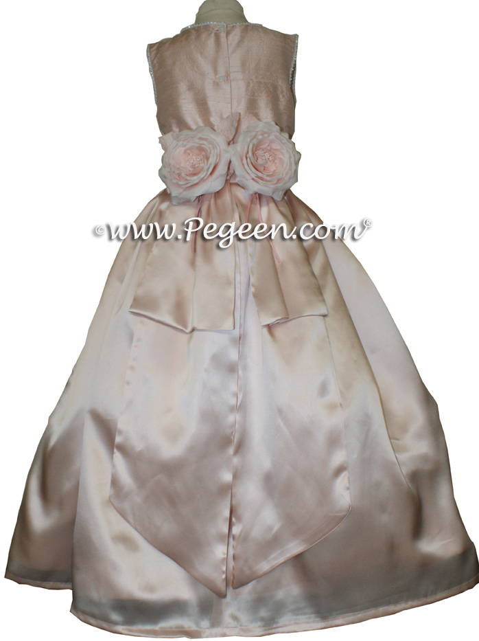 Pink Custom Silk Flower Girl Dresses - Style 600