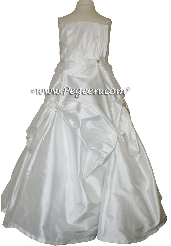 Mini Bride Silk Flower Girl Dress with back Train Special Order Pegeen Couture