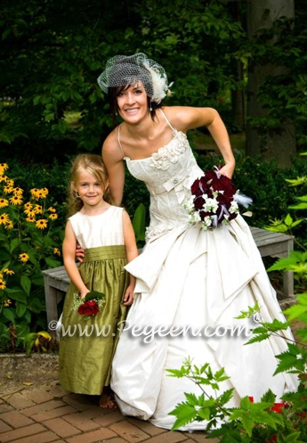 olive green flower girl dress