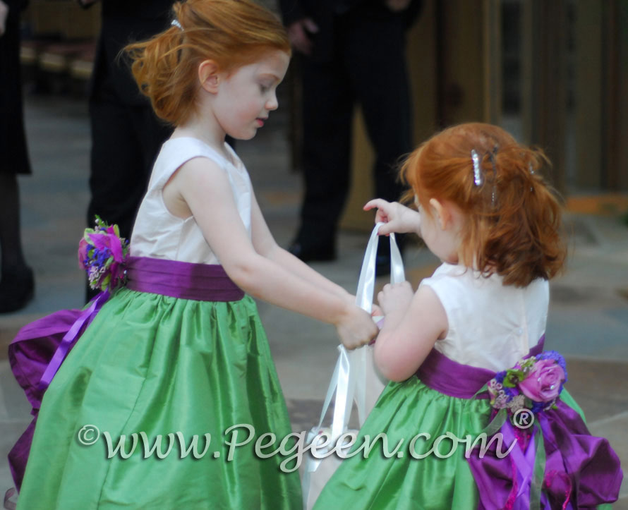 green dress with purple flowers