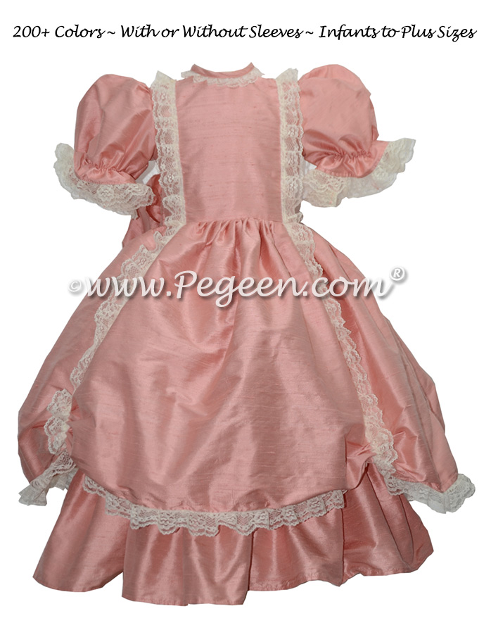 Rum Pink silk Victorian style flower girl dress Rum Pink silk Victorian style flower girl dress