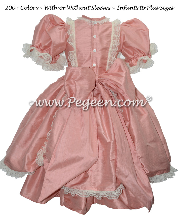 Rum Pink silk Victorian style flower girl dress Rum Pink silk Victorian style flower girl dress
