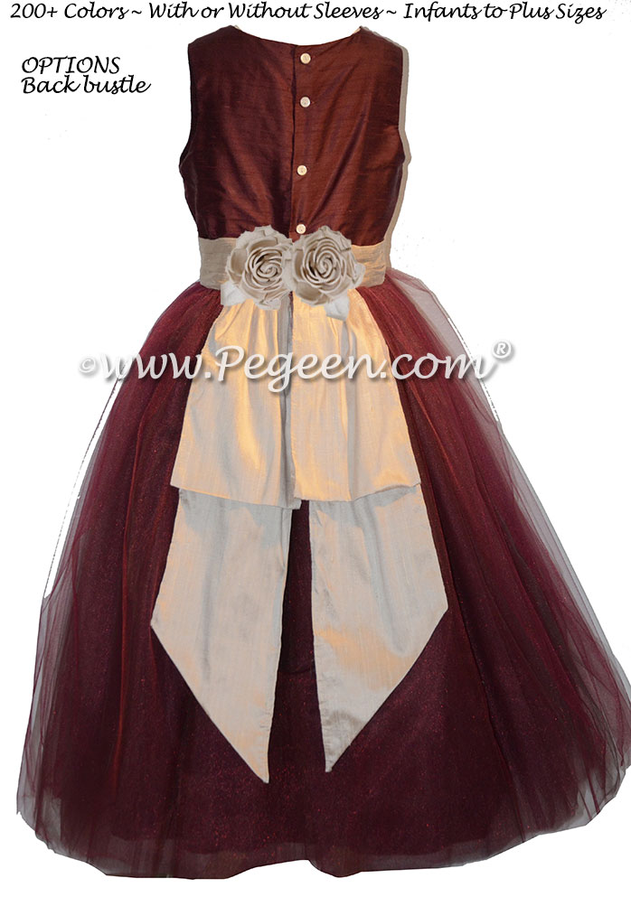 maroon color flower girl dress