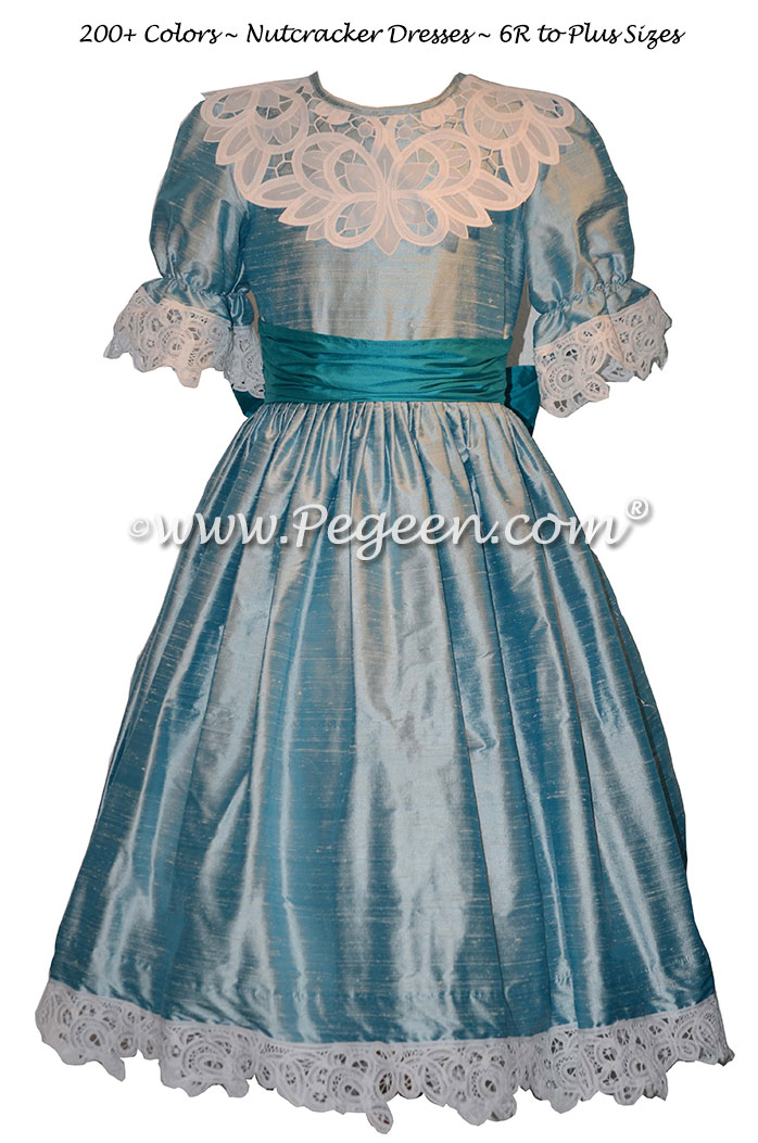 Nutcracker Party Scene Dress in Caribbean and Teal Style 708