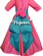 OCEANIC and CERISE PINK Silk flower girl dress style 