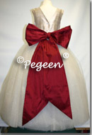 Christmas red tulle flower girl dresses