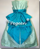 Aqua and Jewel (tourqoise) silk flower girl dresses - customized in 200 silk colors