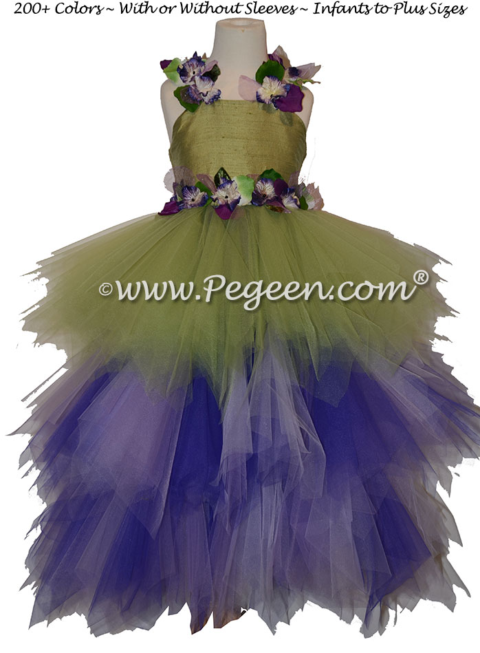 Enchanted Fairy Handkerchief Tulle Skirt with Flower Trim Style 920 | Pegeen