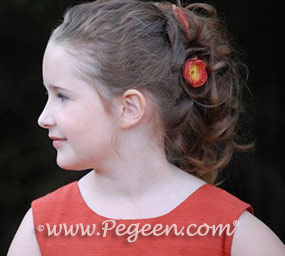 Autumn (rust-orange) silk flower girl girl dresses - Pegeen Classic Style 318