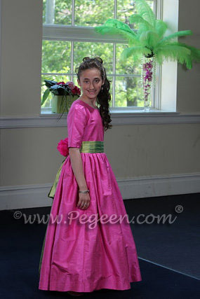 Hot Pink and Lime Green silk dress for a Bat Mitzvah