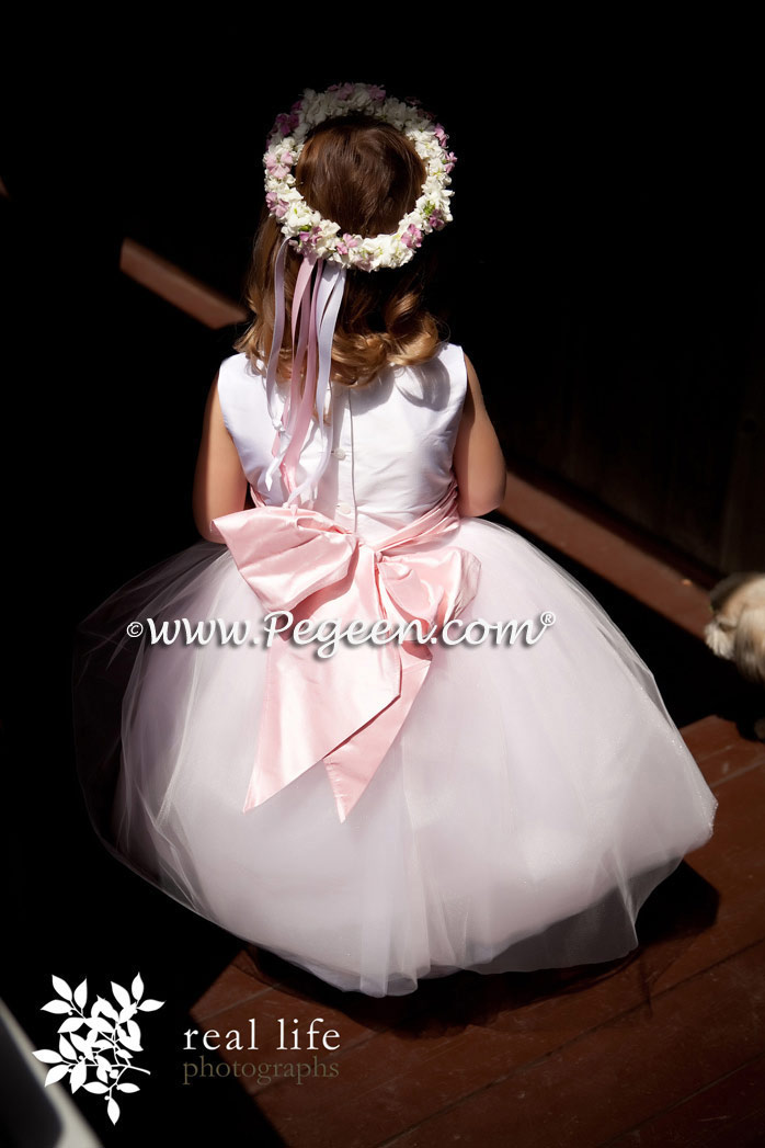 Pink Tulle Flower Girl Dress part of the Couture Collection Style 402