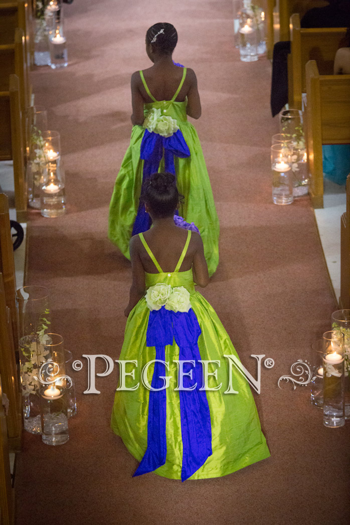 lime green and royal blue dresses