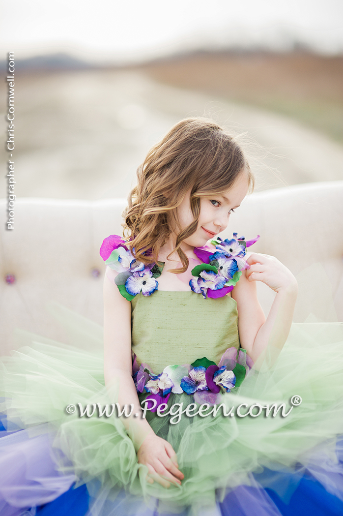 Enchanted Fairy Handkerchief Tulle Skirt with Flower Trim Style 920 | Pegeen