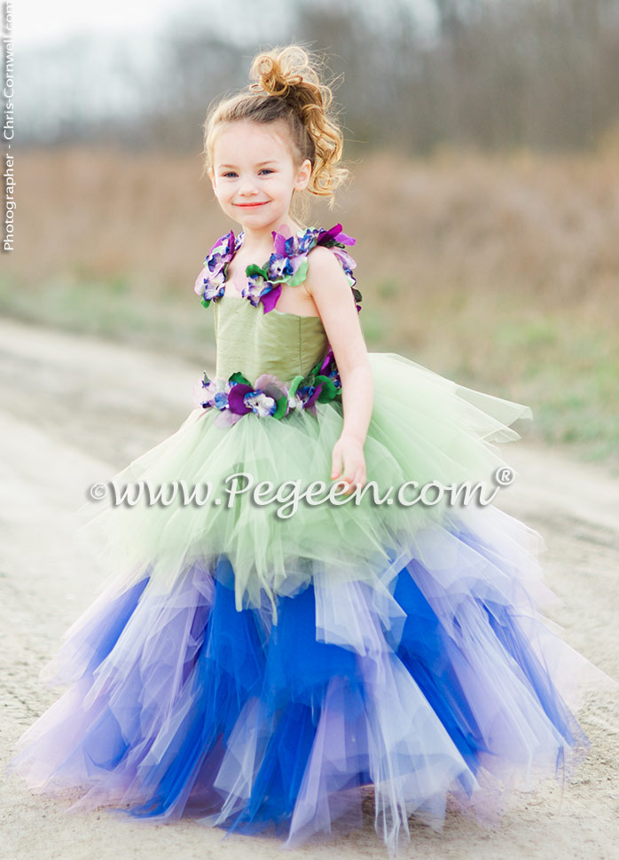 Enchanted Fairy Handkerchief Tulle Skirt with Flower Trim Style 920 | Pegeen
