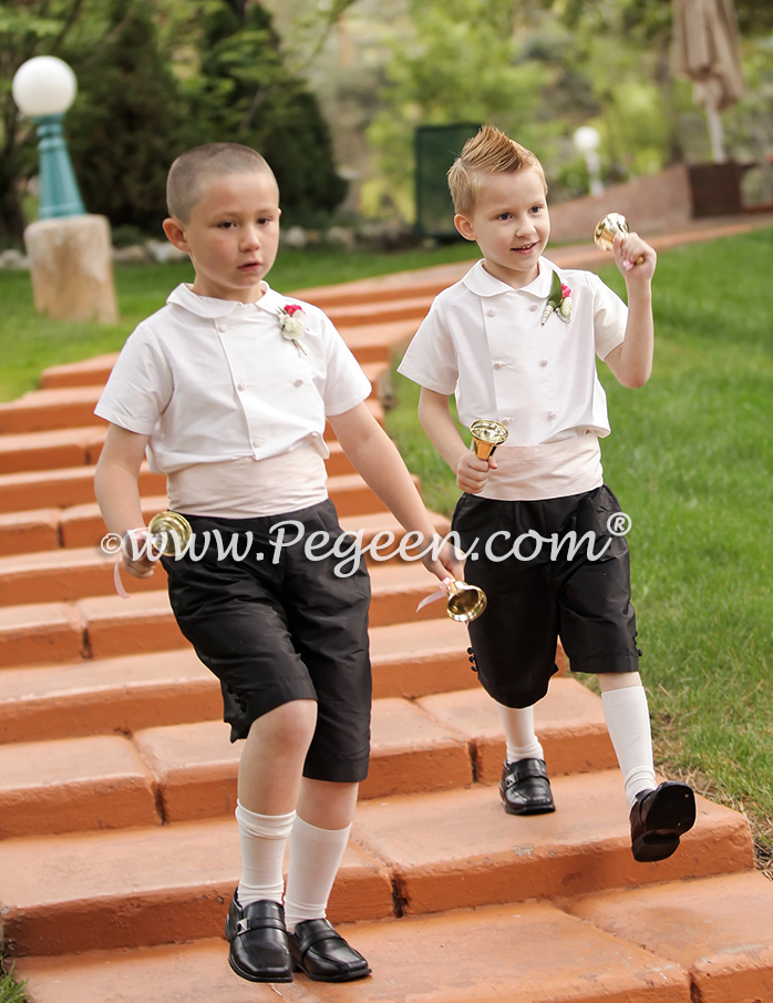 Ring Bearers Suit in Medium Gray and Peony Pink - Pegeen Style 509