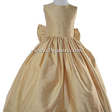 Simple Flower Girl Dress in pure gold silk