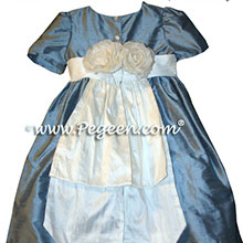 FRENCH BLUE CUSTOM FLOWER GIRL DRESSES