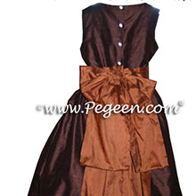 chocolate brown and ginger flower girl dresses